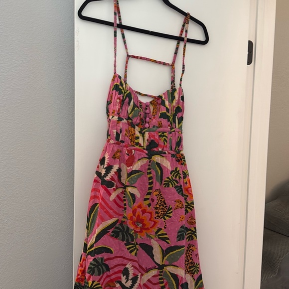 NWT FARM RIO LEOPARD FOREST MIDI DRESS SIZE LARGE - Picture 6 of 8